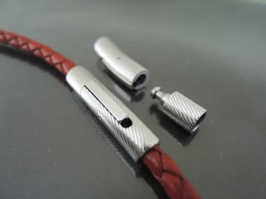 Finding - 1 Set of Silver Round Stainless Steel Buckle Clasp 28.5mm x 6mm ( Inside 4mm Diameter )