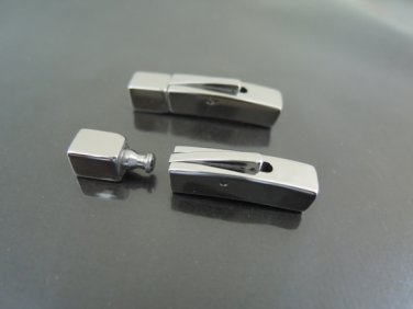 Finding - 1 Set Silver Stainless Steel Square Clasp 30mm x 6mm ( Inside 5mm Diameter )