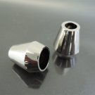 Finding - 10 pcs Silver Plastic Round Tone Cord End Cap with Two Holes 14mm x 12mm