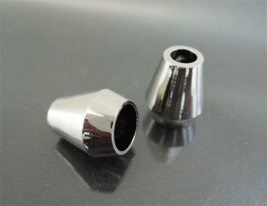 Finding - 10 pcs Silver Plastic Round Tone Cord End Cap with Two Holes 14mm x 12mm