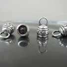 Finding - 4 pcs Antique Silver End Caps with Loop 17mm x 11mm ( inside 7mm Diameter )