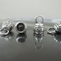 Finding - 4 pcs Antique Silver End Caps with Loop 17mm x 11mm ( inside 7mm Diameter )