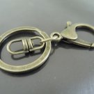 1 Set Antique Brass Large Split Key Ring with Lobster Clasp Swivel Keychain ( about 64mm Length )