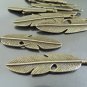 Finding - 2 pcs Antique Brass Metal Long Leaf Charm Pendant