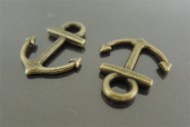 Finding - 10 pcs Antique Brass Small Anchor Hook Clasp 19mm x 15mm