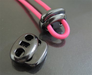 Finding - 2 pcs Black Plastic End Lock Cord Stopper