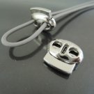 Finding - 2 pcs Silver Metal End Lock Cord Stopper