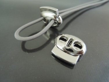 Finding - 2 pcs Silver Metal End Lock Cord Stopper