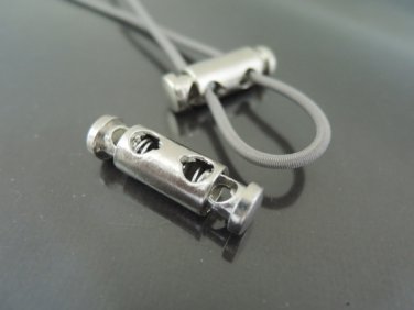 Finding - 2 pcs Silver Metal End Lock Cord Stopper