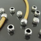 Finding - 10 pcs Antique Silver Round Tone Cord Flat End Cap without Loop ( Inside 2.5 mm Diameter )