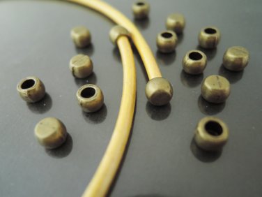 Finding - 10 pcs Antique Brass Round Tone Cord Flat End Cap without Loop ( Inside 2.5 mm Diameter )