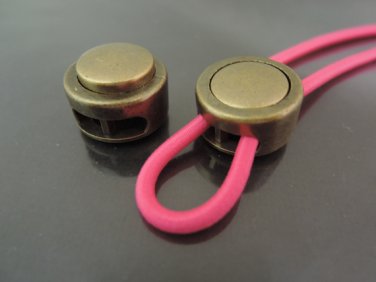 Finding - 2 pcs Antique Brass Plastic End Lock Cord Stopper