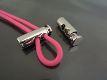 Finding - 2 pcs Silver Metal End Lock Cord Stopper