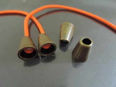 Finding - 10 pcs Antique Brass Plastic Round Tone Cord End Cap with Two Holes 15mm x 12mm