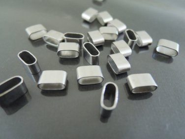 Finding - 6 pcs Silver Flat Head with Round Edge Rectangular Tubes 9mm x 5mm x 4mm