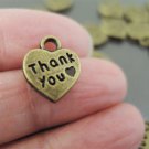 Finding - 10 pcs Antique Brass Small Heart Thank You Engraved Charm Pendant