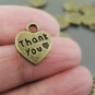 Finding - 10 pcs Antique Brass Small Heart Thank You Engraved Charm Pendant