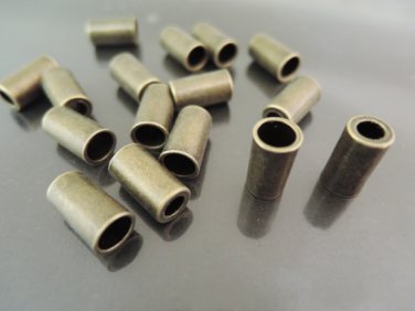 Finding - 4 pcs Antique Brass Metal Round Tone Cord End Cap with Two Holes 13mm x 7mm