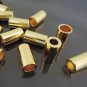 Finding - 4 pcs Gold Metal Round Tone Cord End Cap with Two Holes 13mm x 7mm