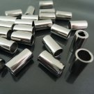 Finding - 4 pcs Silver Metal Round Tone Cord End Cap with Two Holes 13mm x 7mm