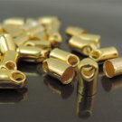 Finding - 20 pcs Gold Round Tone Cord Buckle End Cap with Loop ( inside 3mm Diameter )