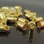 Finding - 20 pcs Gold Round Tone Cord Buckle End Cap with Loop ( inside 3mm Diameter )