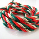 1 Yard of 5mm Red Green and Gold Color Braided String Cord