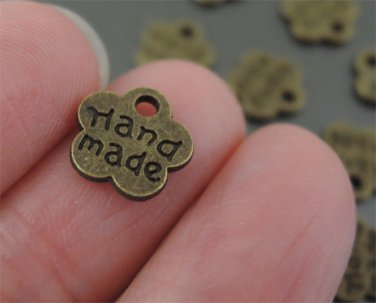 Finding - 10 pcs Antique Brass Small Flower Handmade Engraved Charm Pendant
