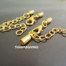 Finding - 4 Sets Gold End Cap with Lobster Clasp & Extender ( Inside 3mm Diameter )