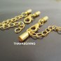 Finding - 4 Sets Gold End Cap with Lobster Clasp & Extender ( Inside 3mm Diameter )