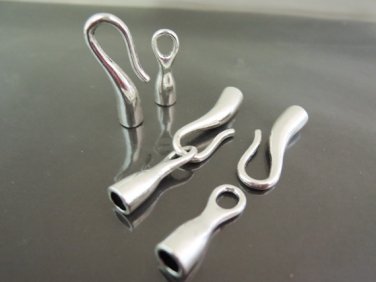 Finding - 2 Sets Antique Silver End Cap S Hook Toggle Clasp Clousure Buckle ( Inside 5mm Diameter )