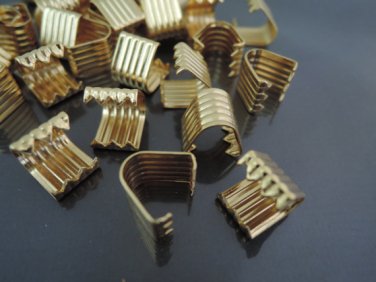 Finding - 10 pcs Gold Plated Flat Clamp Fold Over End Cap Crimps