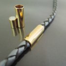Finding - 1 Set of Gold Round Stainless Steel Magnetic Buckle Clasp ( Inside 4mm Diameter )