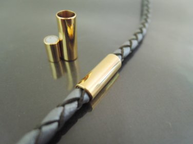 Finding - 1 Set of Gold Round Stainless Steel Magnetic Buckle Clasp ( Inside 4mm Diameter )