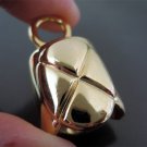 Finding - 2 pcs Gold Round Very Large Tone Cord Buckle End Cap with Loop ( inside 15mm x 13mm )