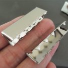 Finding - 6 pcs Silver Fold Over Very Long Edge End Cap Flat Crimp without Loop ( 32mm x 10mm )