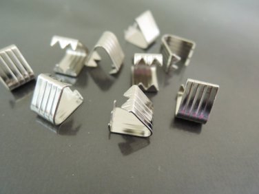 Finding - 10 pcs Silver Plated Adjustable Fold Over End Cap Crimp without Loop ( 10mm x 7.5mm )