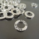 Fnding - 6 pcs Antique Silver Metal Circle Ring Charm with Believe Word Engraved 14mm x 2mm