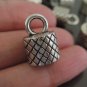 Finding - 4 pcs Antique Silver End Caps with Loop 15mm x 10mm ( inside 8mm Diameter )