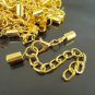 Finding - 4 Sets Gold Adjustable Fold Over Crimps With Lobster Clasp and Extender ( Inside 3mm )