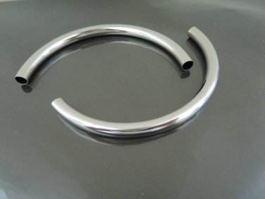 Finding - 2pcs Silver Very Long Curve Arc Tubes 100mm x 7mm ( Inside 5mm Diameter )