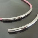 Finding - 2pcs Silver Very Long Curve Arc Tubes 70mm x 6mm ( Inside 4mm Diameter )