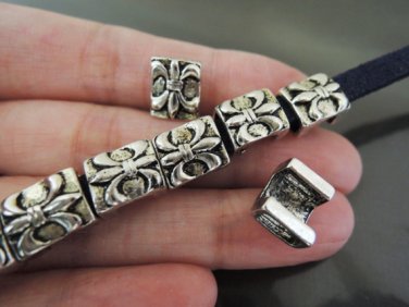 Finding - 10 pcs Antique Silver Fleur-de-lis Beads ( 10mm x 8mm x 6mm )