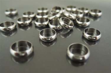Finding - 10 pcs Silver Round Daisy Spacers Beads with Large Hole ( 8mm x 2mm )