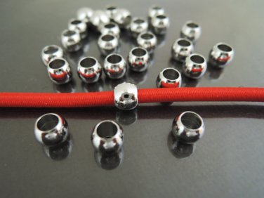 Finding - 20 pcs Silver Round Ball Spacers Beads with Large Hole ( 6mm x 5mm )