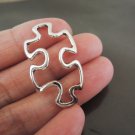 Fnding - 6 pcs Antique Silver Puzzle Piece Charms Pendants 30mm × 18mm