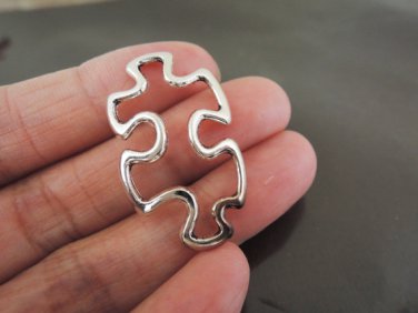 Fnding - 6 pcs Antique Silver Puzzle Piece Charms Pendants 30mm &Atilde;� 18mm