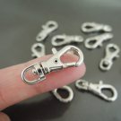 Finding - 4 pcs Silver Mini Solid Swivel Lobster Claw Clasp Closure Buckle 22mm x 10mm