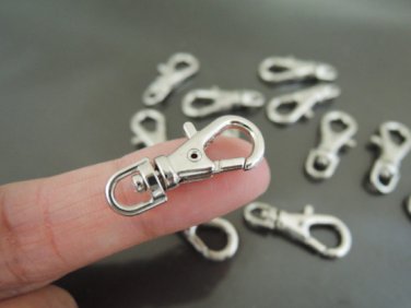 Finding - 4 pcs Silver Mini Solid Swivel Lobster Claw Clasp Closure Buckle 22mm x 10mm