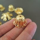Finding - 10pcs Gold Plated Large Brass Filigree Bead Casp Bead Cones with Hole 19mm x 11mm